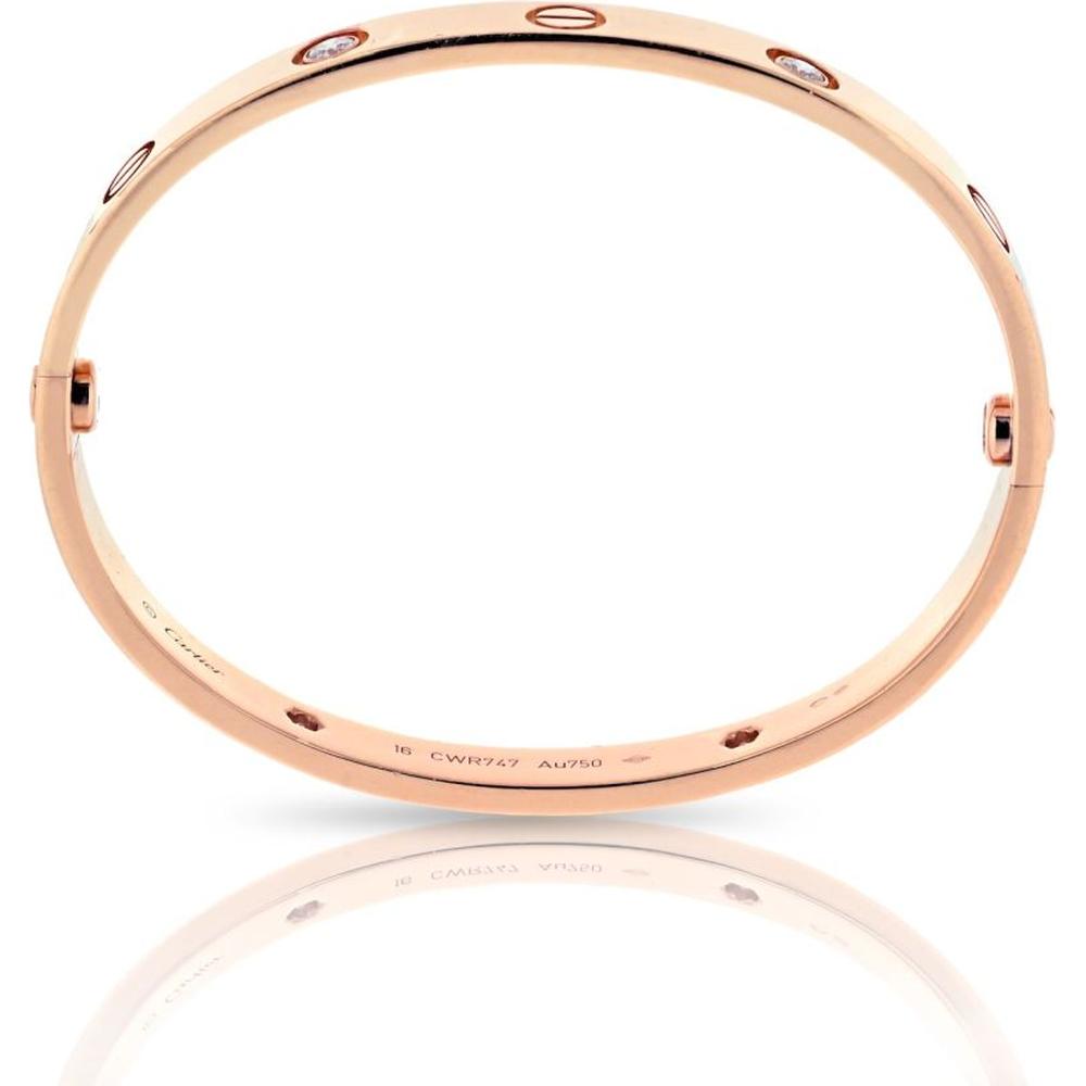 Cartier Love 18K Rose Gold Diamond Bracelet - Size 16 – Robinson's