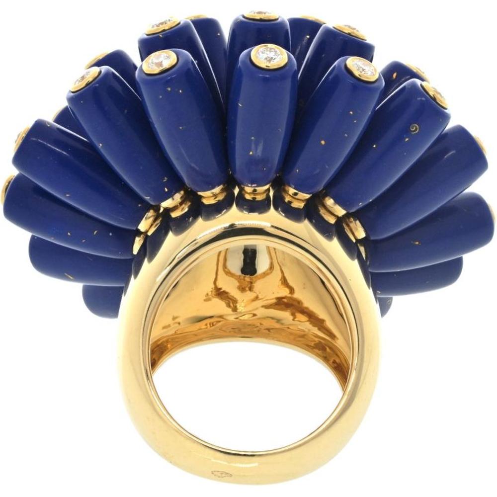 Cartier Paris Nouvelle Vague 18K Yellow Gold Ring with Blue Lapis and 1.36 Carat Round Brilliant Cut Diamonds