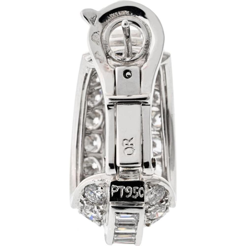Cartier Platinum 23mm Diamond Huggie Earrings with Round and Baguette Diamonds - 8.00 Carats Total Diamond Weight