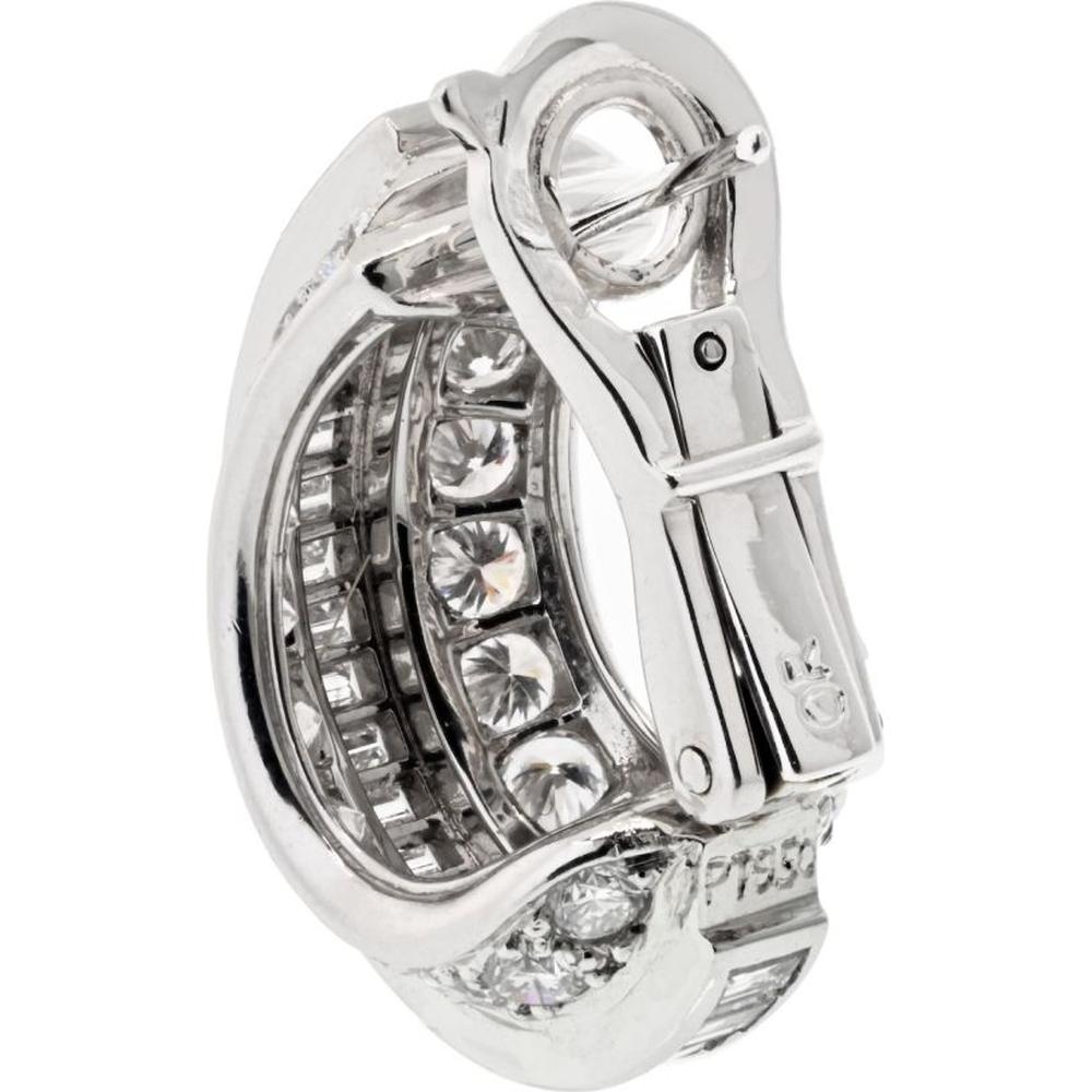 Cartier Platinum 23mm Diamond Huggie Earrings with Round and Baguette Diamonds - 8.00 Carats Total Diamond Weight