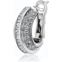 Cartier Platinum 23mm Diamond Huggie Earrings with Round and Baguette Diamonds - 8.00 Carats Total Diamond Weight