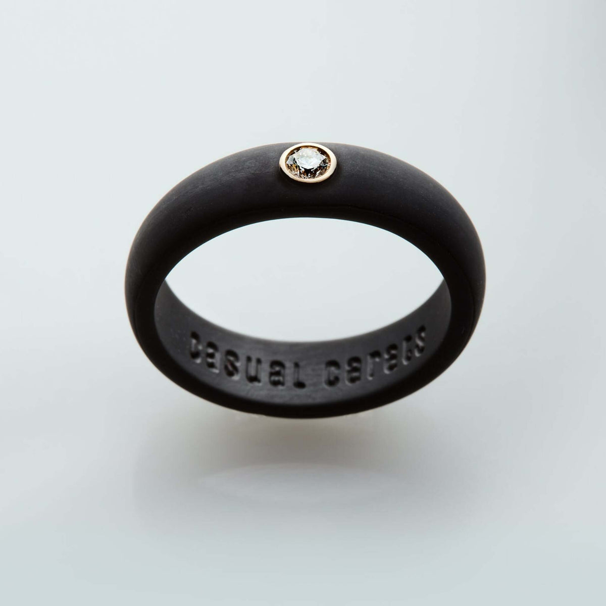 Casual Carats - Classic Collection - Black Silicone Ring with Diamond - Set in White or Yellow 14K Gold