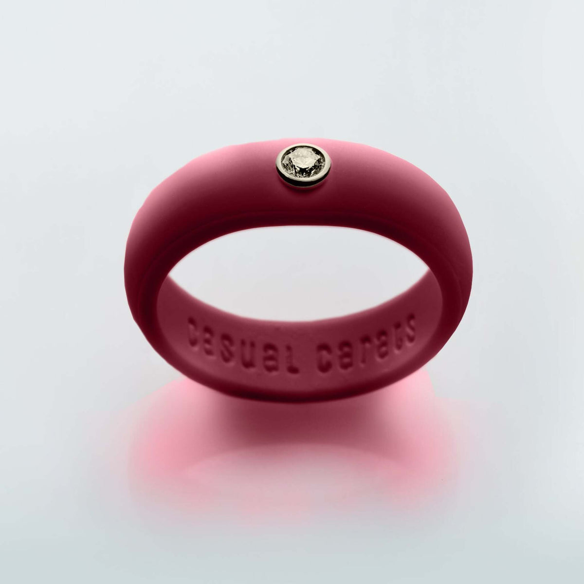 Casual Carats - Classic Collection - Maroon Silicone Ring with Diamond - Set in White or Yellow 14K Gold