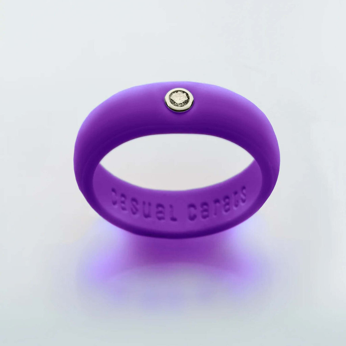 Casual Carats - Classic Collection - Purple Silicone Ring with Diamond - Set in White or Yellow 14K Gold
