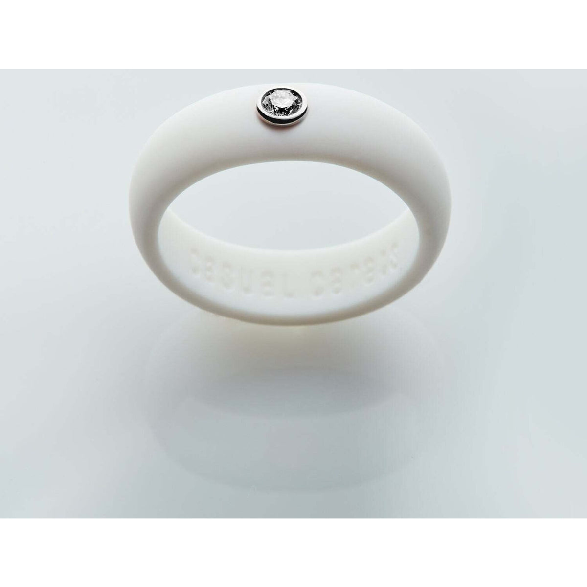 Casual Carats - Classic Collection - White Silicone Ring with Diamond - Set in White or Yellow 14K Gold