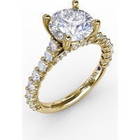 Cathedral Engagement Ring Setting with Hidden Chevron Pavé Halo by Fana - 0.81 Carat Total Diamond Weight