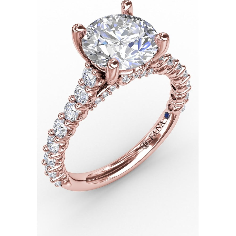 Cathedral Engagement Ring Setting with Hidden Chevron Pavé Halo by Fana - 0.81 Carat Total Diamond Weight