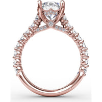 Cathedral Engagement Ring Setting with Hidden Chevron Pavé Halo by Fana - 0.81 Carat Total Diamond Weight