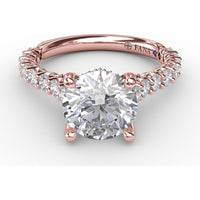Cathedral Engagement Ring Setting with Hidden Chevron Pavé Halo by Fana - 0.81 Carat Total Diamond Weight