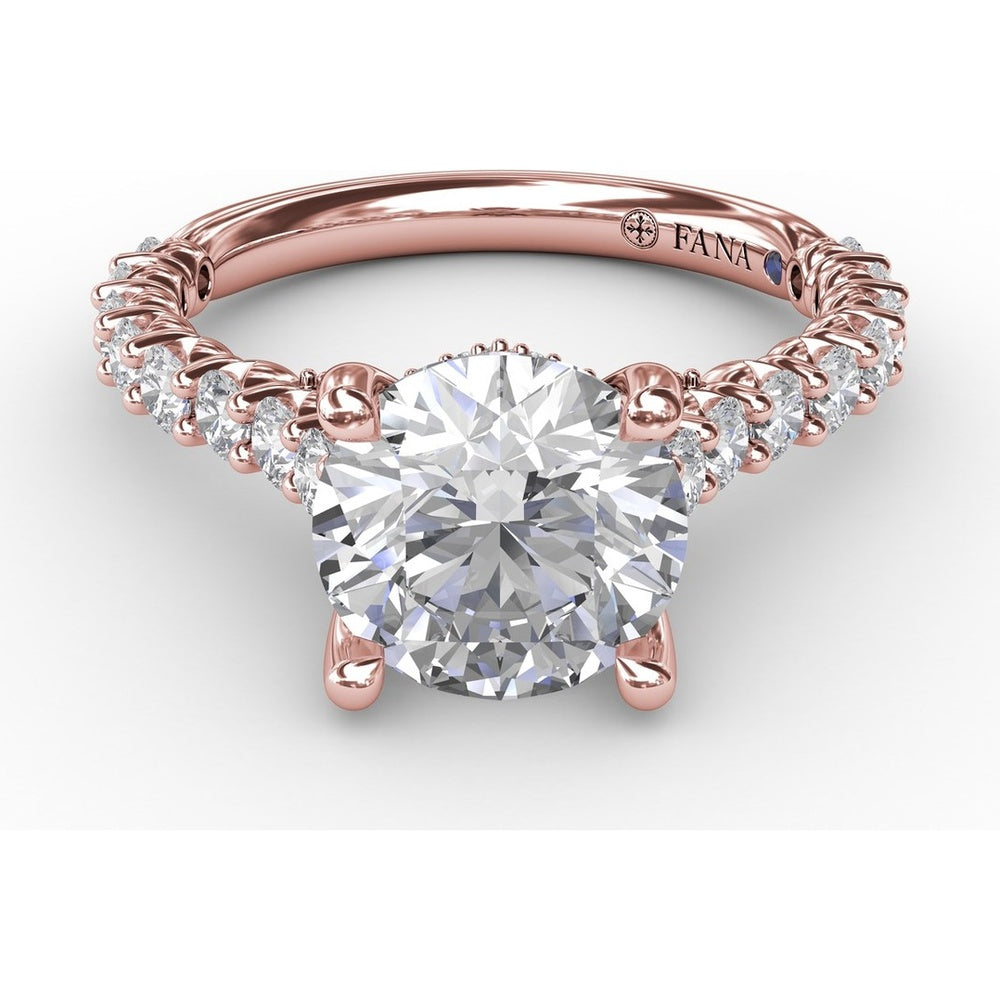 Cathedral Engagement Ring Setting with Hidden Chevron Pavé Halo by Fana - 0.81 Carat Total Diamond Weight