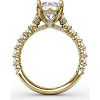 Cathedral Engagement Ring Setting with Hidden Chevron Pavé Halo by Fana - 0.81 Carat Total Diamond Weight