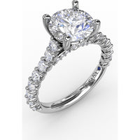 Cathedral Engagement Ring Setting with Hidden Chevron Pavé Halo by Fana - 0.81 Carat Total Diamond Weight