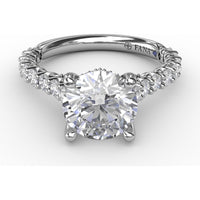 Cathedral Engagement Ring Setting with Hidden Chevron Pavé Halo by Fana - 0.81 Carat Total Diamond Weight