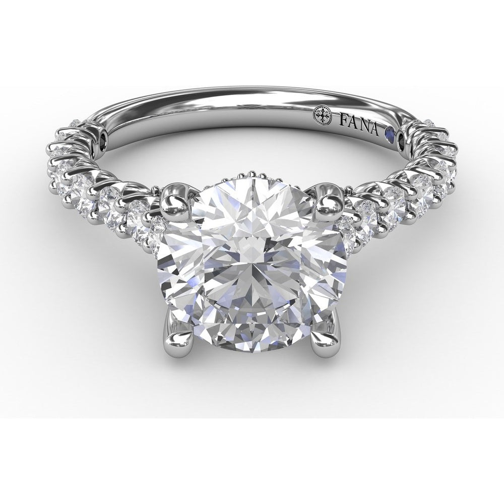 Cathedral Engagement Ring Setting with Hidden Chevron Pavé Halo by Fana - 0.81 Carat Total Diamond Weight