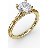 Cathedral Engagement Ring Setting with Pavé Diamond Accents by Fana - 0.08 Carat Total Diamond Weight