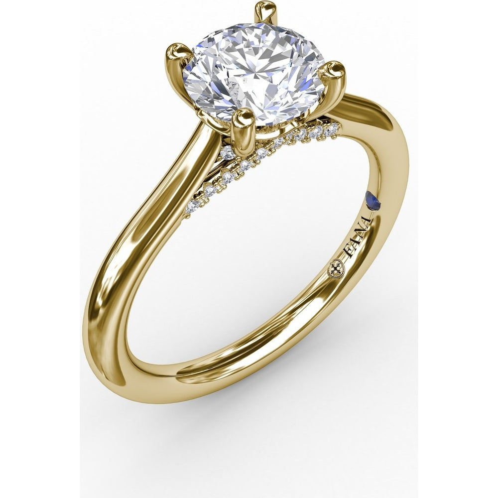 Cathedral Engagement Ring Setting with Pavé Diamond Accents by Fana - 0.08 Carat Total Diamond Weight