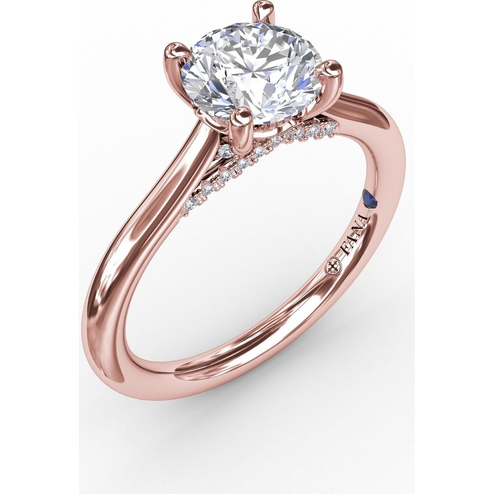 Cathedral Engagement Ring Setting with Pavé Diamond Accents by Fana - 0.08 Carat Total Diamond Weight