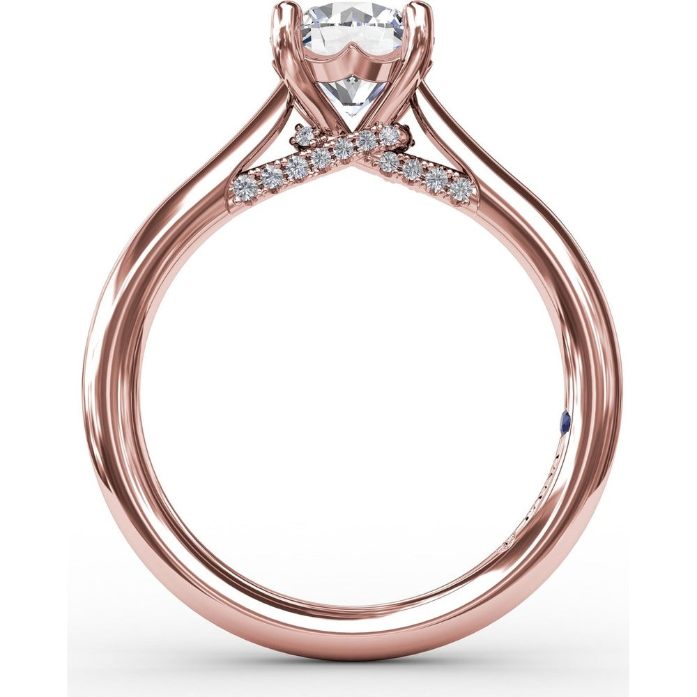 Cathedral Engagement Ring Setting with Pavé Diamond Accents by Fana - 0.08 Carat Total Diamond Weight