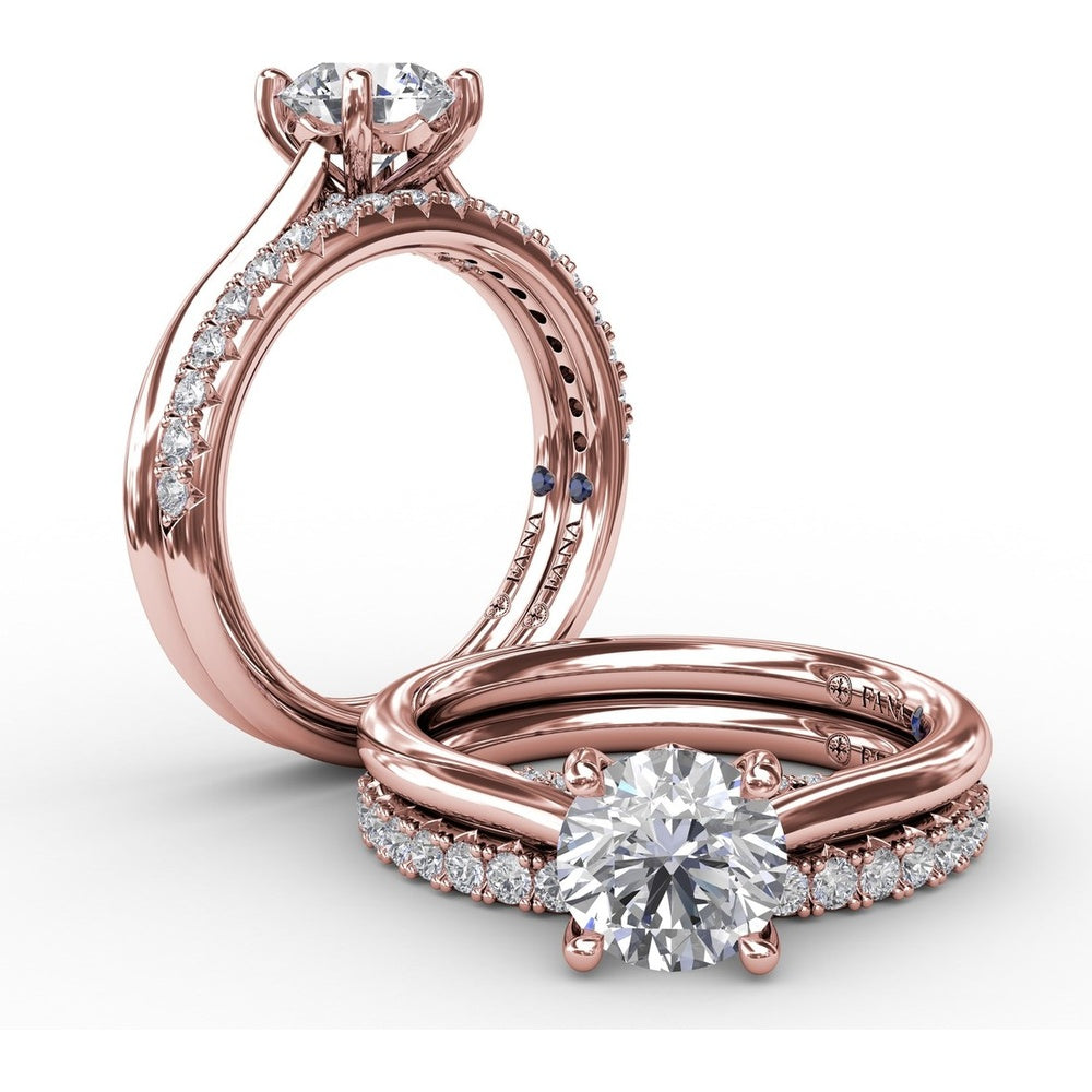 Cathedral Engagement Ring Setting with Pavé Diamond Accents by Fana - 0.08 Carat Total Diamond Weight