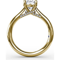 Cathedral Engagement Ring Setting with Pavé Diamond Accents by Fana - 0.08 Carat Total Diamond Weight
