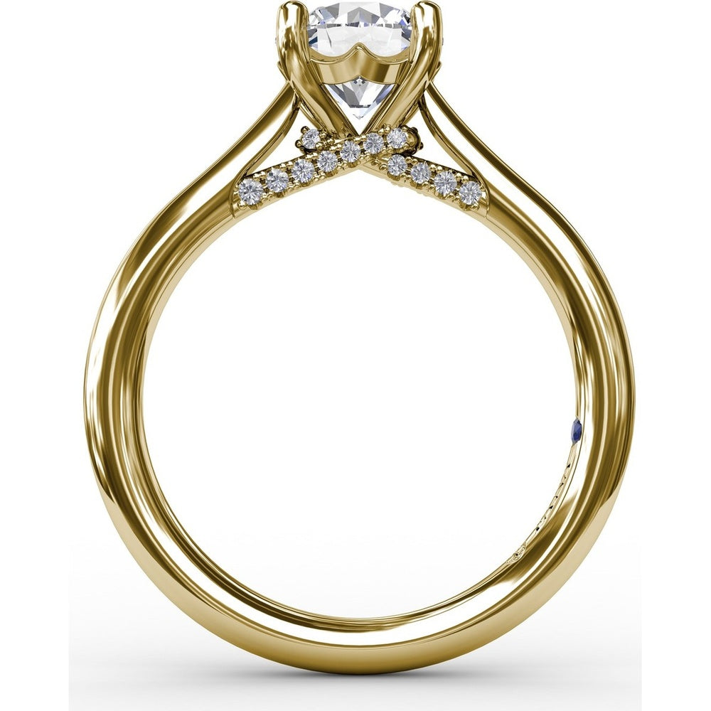 Cathedral Engagement Ring Setting with Pavé Diamond Accents by Fana - 0.08 Carat Total Diamond Weight