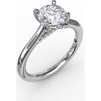 Cathedral Engagement Ring Setting with Pavé Diamond Accents by Fana - 0.08 Carat Total Diamond Weight