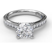 Cathedral Engagement Ring Setting with Single Row Channel Milgrain Diamonds by Fana - 0.37 Carat Total Diamond Weight