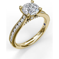 Cathedral Engagement Ring Setting with Single Row Channel Milgrain Diamonds by Fana - 0.37 Carat Total Diamond Weight