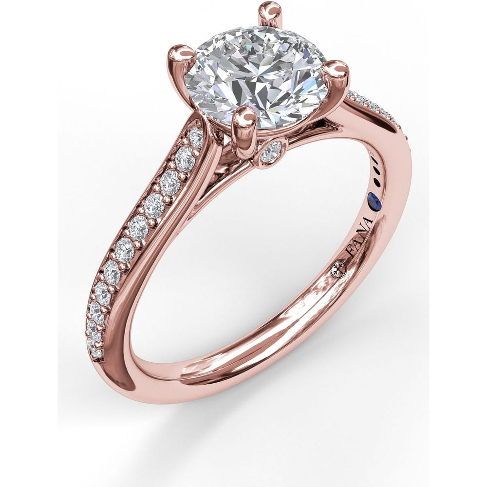 Cathedral Engagement Ring Setting with Tapered Pavé Diamond Band by Fana - 0.20 Carat Total Diamond Weight