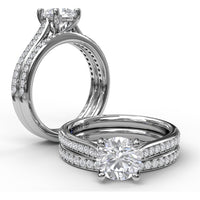 Cathedral Engagement Ring Setting with Tapered Pavé Diamond Band by Fana - 0.20 Carat Total Diamond Weight