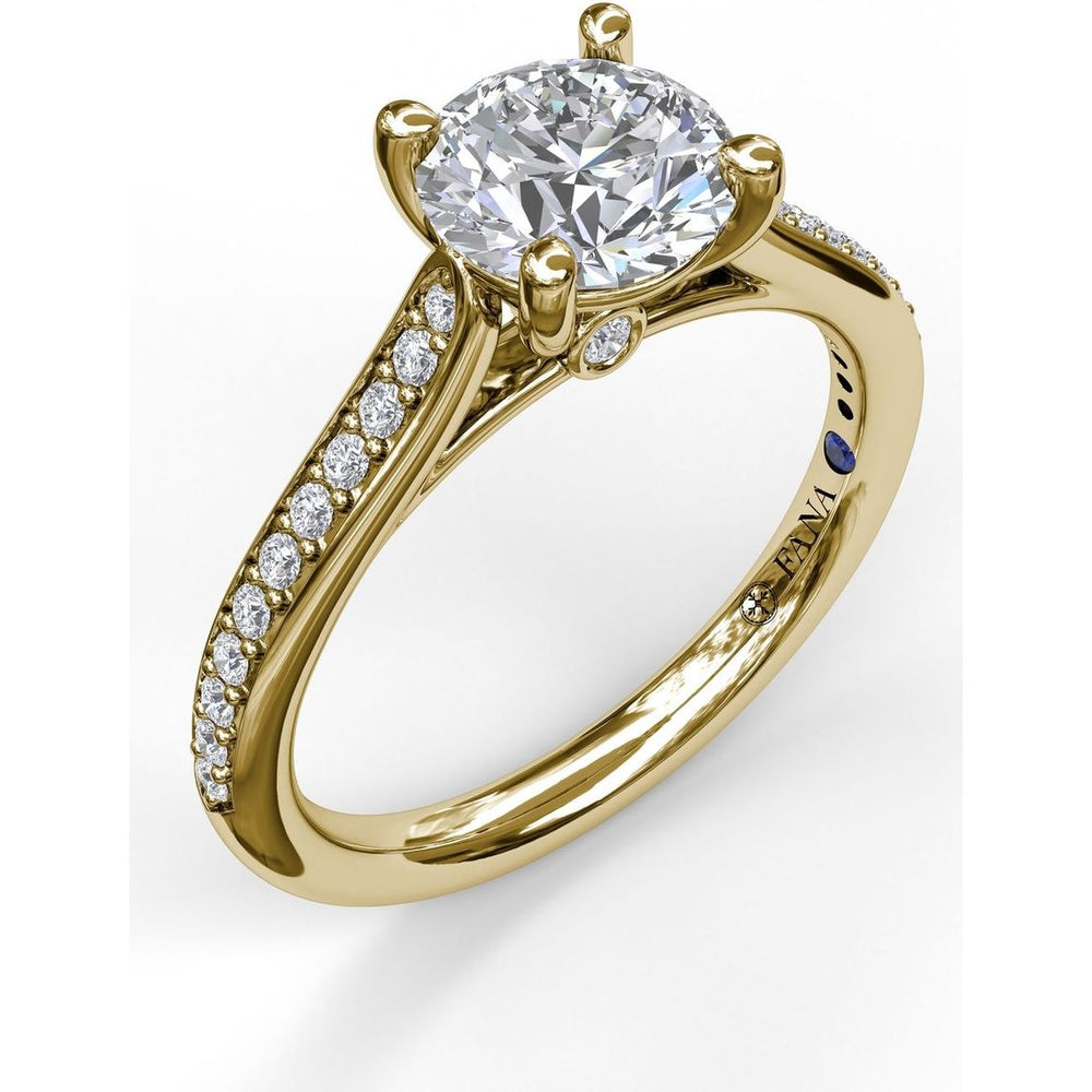 Cathedral Engagement Ring Setting with Tapered Pavé Diamond Band by Fana - 0.20 Carat Total Diamond Weight
