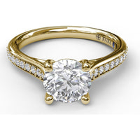Cathedral Engagement Ring Setting with Tapered Pavé Diamond Band by Fana - 0.20 Carat Total Diamond Weight