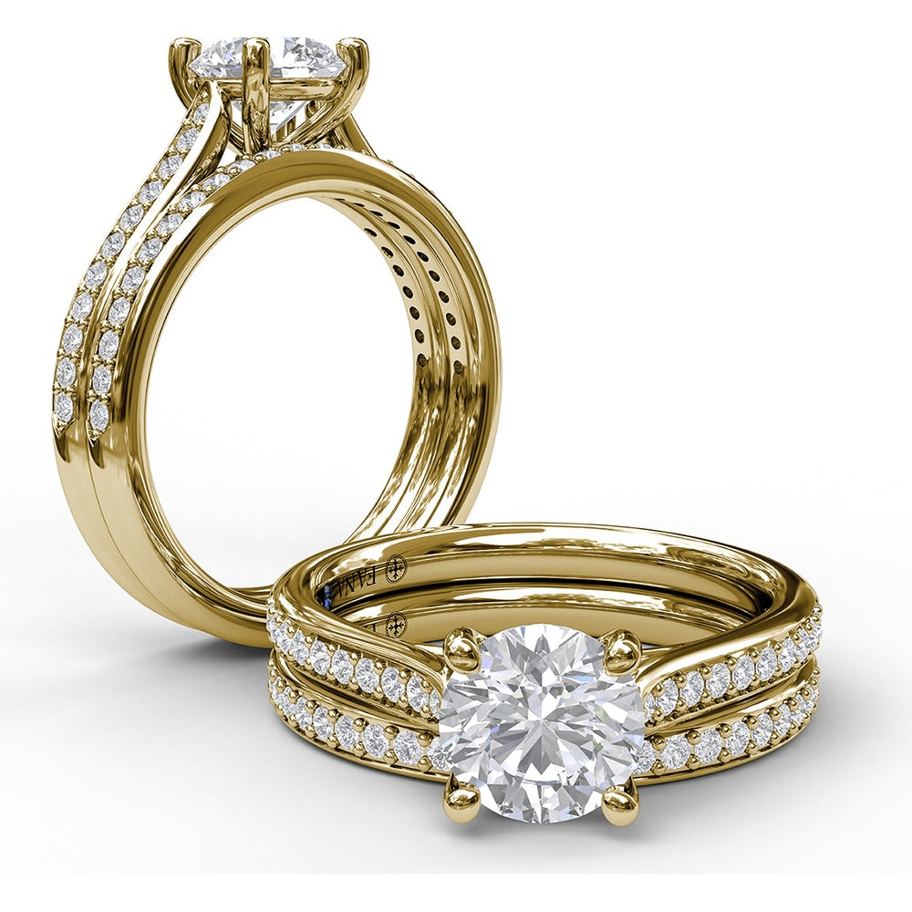 Cathedral Engagement Ring Setting with Tapered Pavé Diamond Band by Fana - 0.20 Carat Total Diamond Weight