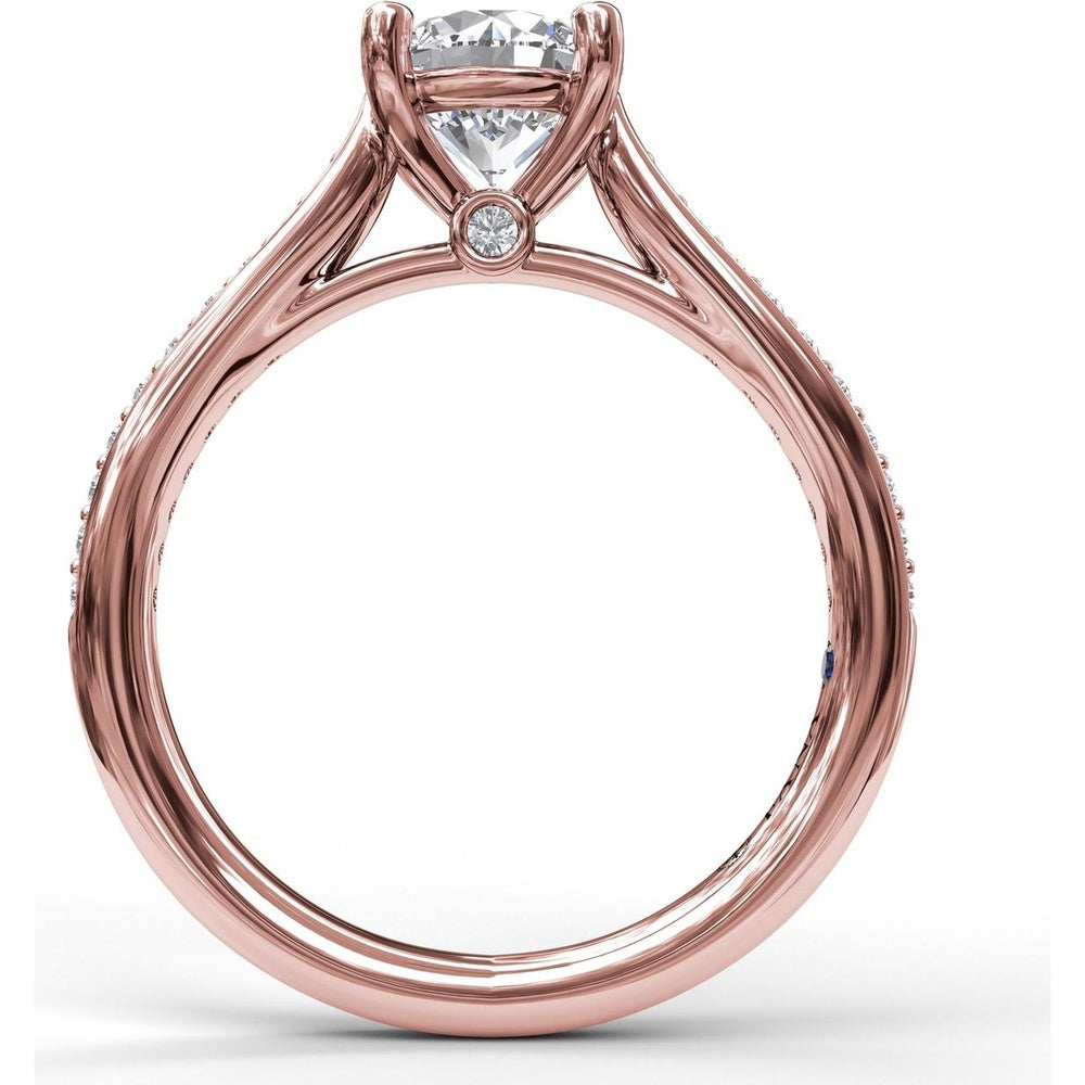 Cathedral Engagement Ring Setting with Tapered Pavé Diamond Band by Fana - 0.20 Carat Total Diamond Weight