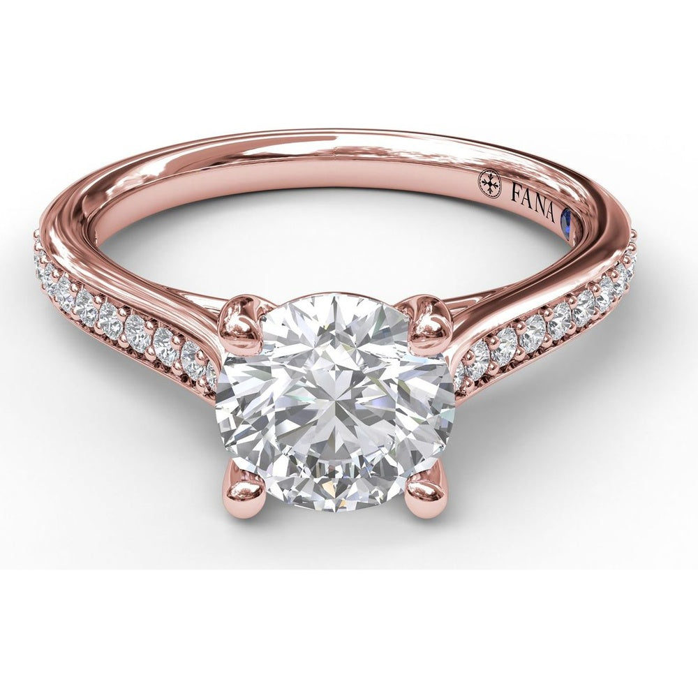 Cathedral Engagement Ring Setting with Tapered Pavé Diamond Band by Fana - 0.20 Carat Total Diamond Weight