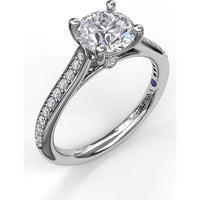 Cathedral Engagement Ring Setting with Tapered Pavé Diamond Band by Fana - 0.20 Carat Total Diamond Weight