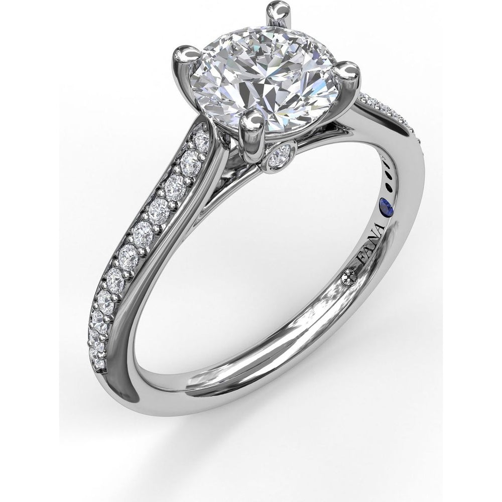 Cathedral Engagement Ring Setting with Tapered Pavé Diamond Band by Fana - 0.20 Carat Total Diamond Weight