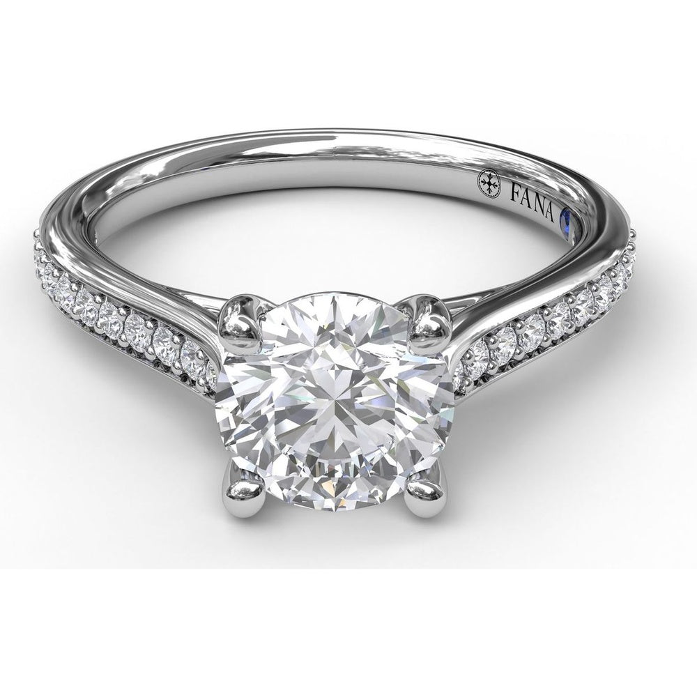 Cathedral Engagement Ring Setting with Tapered Pavé Diamond Band by Fana - 0.20 Carat Total Diamond Weight