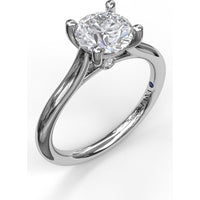 Cathedral Solitaire Engagement Ring Setting with Pavé Shoulders for Round Center Stone by Fana