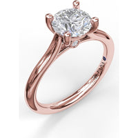 Cathedral Solitaire Engagement Ring Setting with Pavé Shoulders for Round Center Stone by Fana