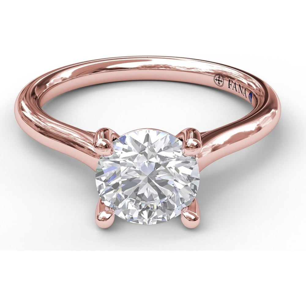 Cathedral Solitaire Engagement Ring Setting with Pavé Shoulders for Round Center Stone by Fana