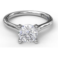 Cathedral Solitaire Engagement Ring Setting with Pavé Shoulders for Round Center Stone by Fana