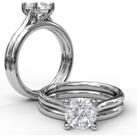 Cathedral Solitaire Engagement Ring Setting with Pavé Shoulders for Round Center Stone by Fana