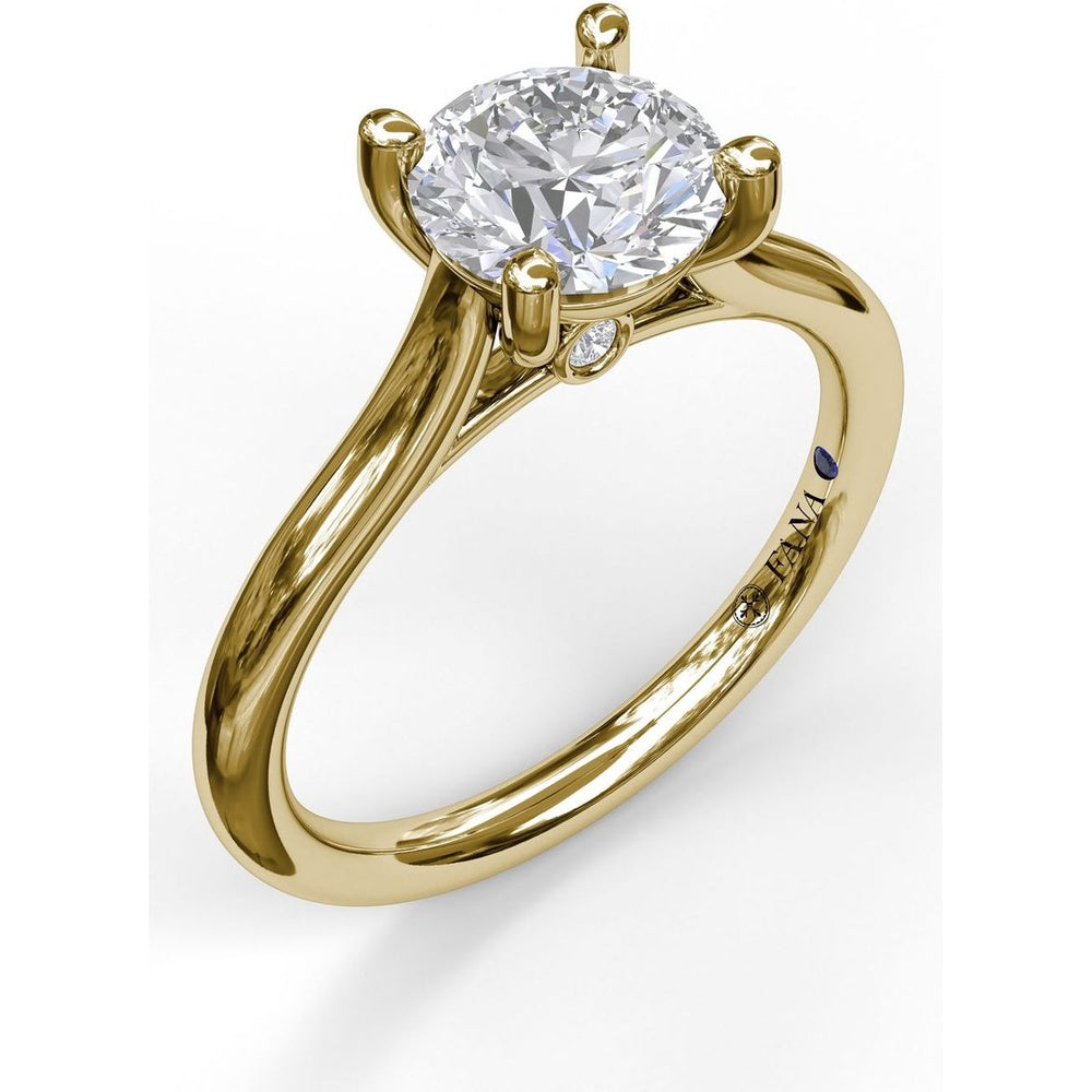 Cathedral Solitaire Engagement Ring Setting with Pavé Shoulders for Round Center Stone by Fana