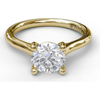 Cathedral Solitaire Engagement Ring Setting with Pavé Shoulders for Round Center Stone by Fana