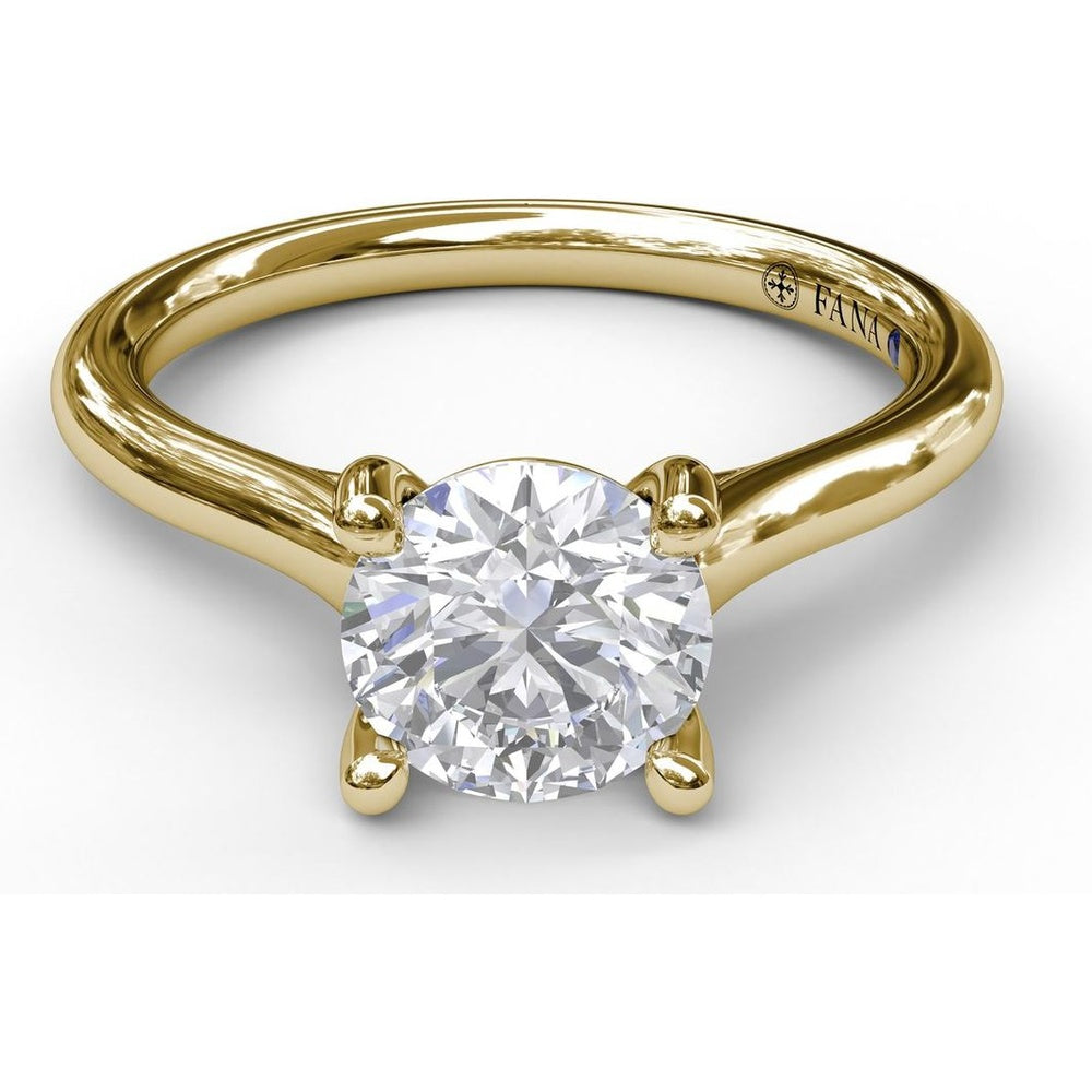 Cathedral Solitaire Engagement Ring Setting with Pavé Shoulders for Round Center Stone by Fana