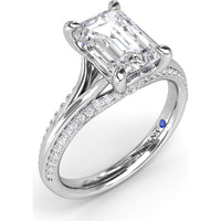 Cathedral Split Shank Engagement Ring Setting with Pavé Band and Hidden Diamond by Fana - 0.27 Carat Total Diamond Weight