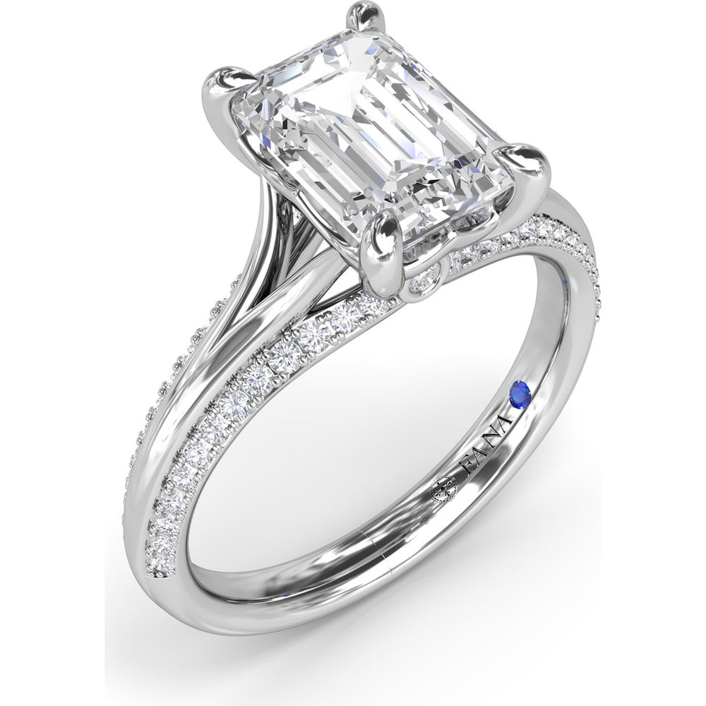Cathedral Split Shank Engagement Ring Setting with Pavé Band and Hidden Diamond by Fana - 0.27 Carat Total Diamond Weight