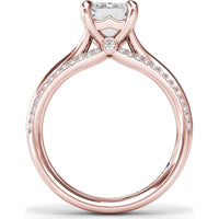 Cathedral Split Shank Engagement Ring Setting with Pavé Band and Hidden Diamond by Fana - 0.27 Carat Total Diamond Weight