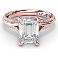 Cathedral Split Shank Engagement Ring Setting with Pavé Band and Hidden Diamond by Fana - 0.27 Carat Total Diamond Weight